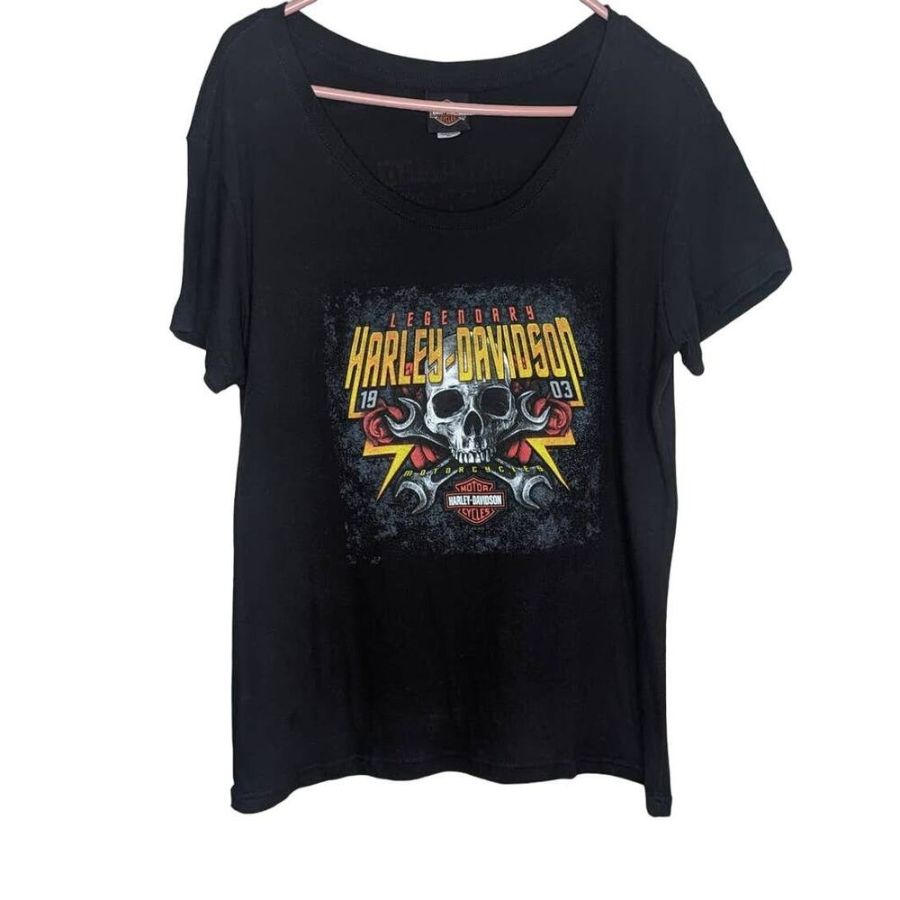 Harley Davidson Orlando black graphic skull Logo Tee shirt  sz Xlarge